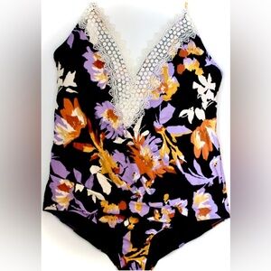 V - Neck Floral Halter Top Swimsuit
